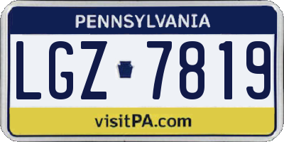 PA license plate LGZ7819