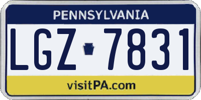 PA license plate LGZ7831