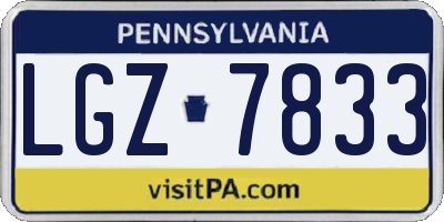 PA license plate LGZ7833