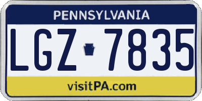 PA license plate LGZ7835