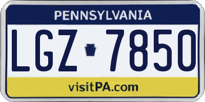 PA license plate LGZ7850