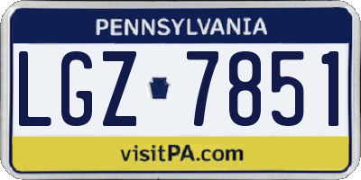 PA license plate LGZ7851