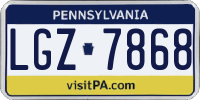 PA license plate LGZ7868