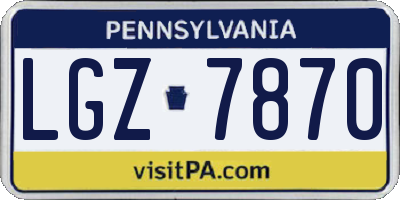 PA license plate LGZ7870