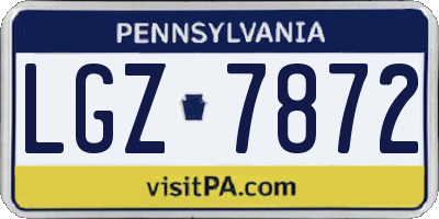PA license plate LGZ7872