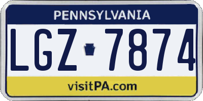 PA license plate LGZ7874