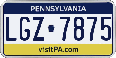 PA license plate LGZ7875