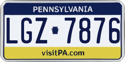 PA license plate LGZ7876