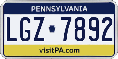 PA license plate LGZ7892