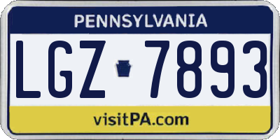 PA license plate LGZ7893