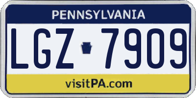 PA license plate LGZ7909