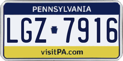 PA license plate LGZ7916