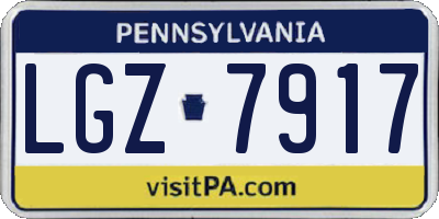 PA license plate LGZ7917