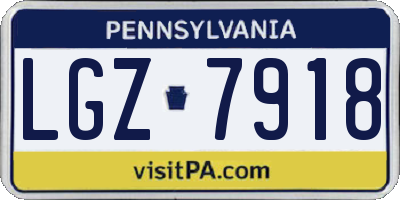 PA license plate LGZ7918