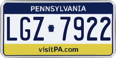 PA license plate LGZ7922