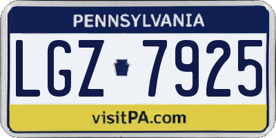 PA license plate LGZ7925
