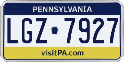 PA license plate LGZ7927