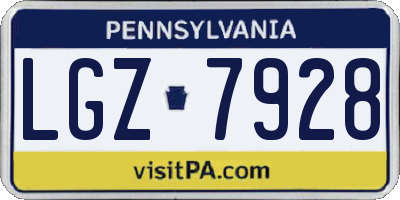 PA license plate LGZ7928