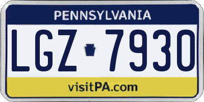 PA license plate LGZ7930