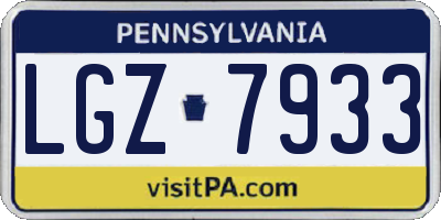 PA license plate LGZ7933