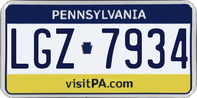 PA license plate LGZ7934
