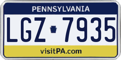 PA license plate LGZ7935