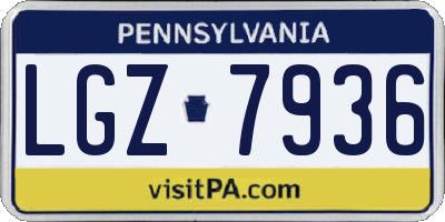 PA license plate LGZ7936