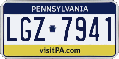 PA license plate LGZ7941