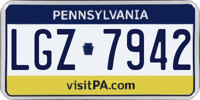 PA license plate LGZ7942