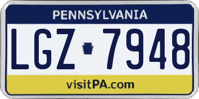 PA license plate LGZ7948