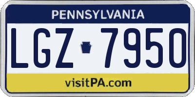 PA license plate LGZ7950