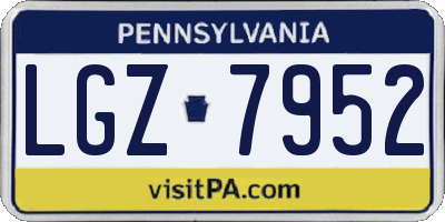 PA license plate LGZ7952
