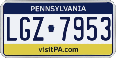 PA license plate LGZ7953