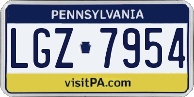 PA license plate LGZ7954