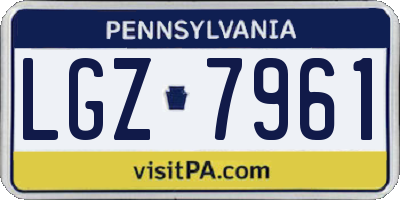 PA license plate LGZ7961