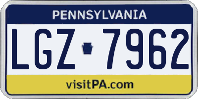 PA license plate LGZ7962