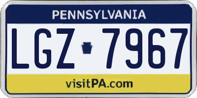 PA license plate LGZ7967