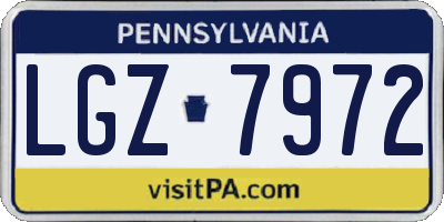 PA license plate LGZ7972