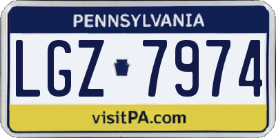 PA license plate LGZ7974