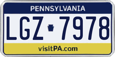 PA license plate LGZ7978