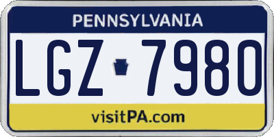 PA license plate LGZ7980
