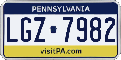 PA license plate LGZ7982