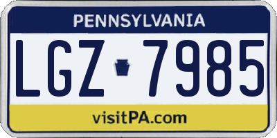 PA license plate LGZ7985