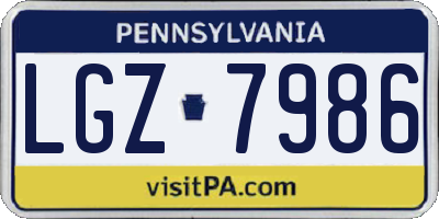 PA license plate LGZ7986