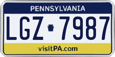 PA license plate LGZ7987