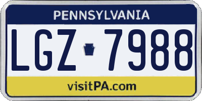 PA license plate LGZ7988