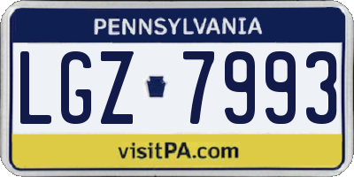 PA license plate LGZ7993