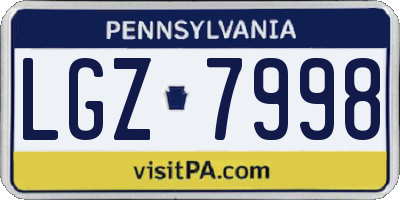 PA license plate LGZ7998