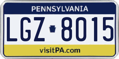 PA license plate LGZ8015