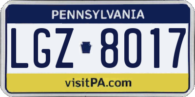 PA license plate LGZ8017